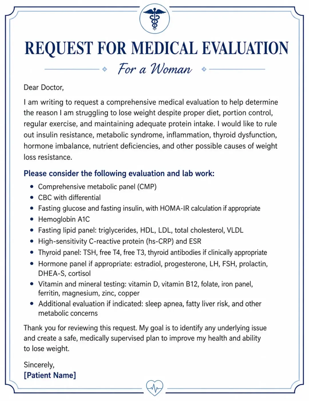 Women's Doctor Letter