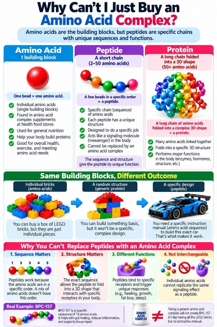 Why an amino acid complex can't replace peptides