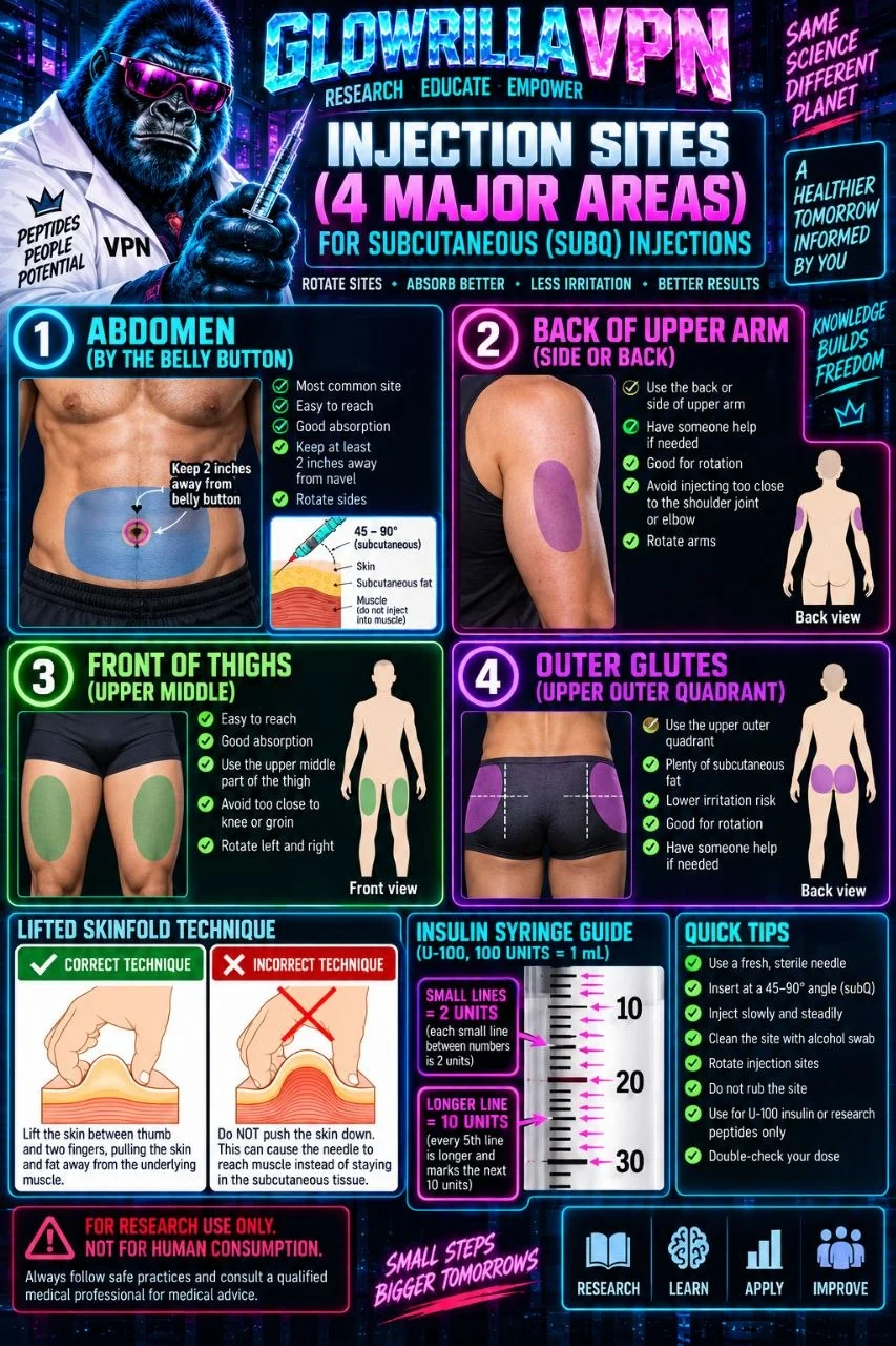 Four main subcutaneous injection areas