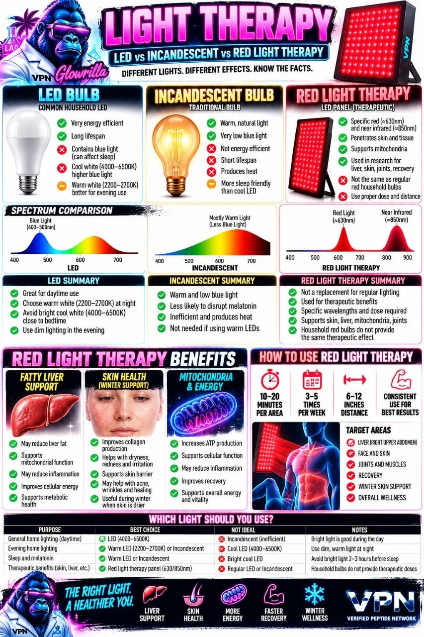 LED vs Incandescent vs Red Light Therapy