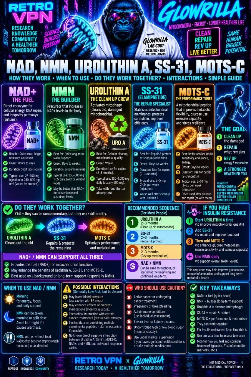 NAD, NMN, Urolithin A, SS-31, MOTS-c