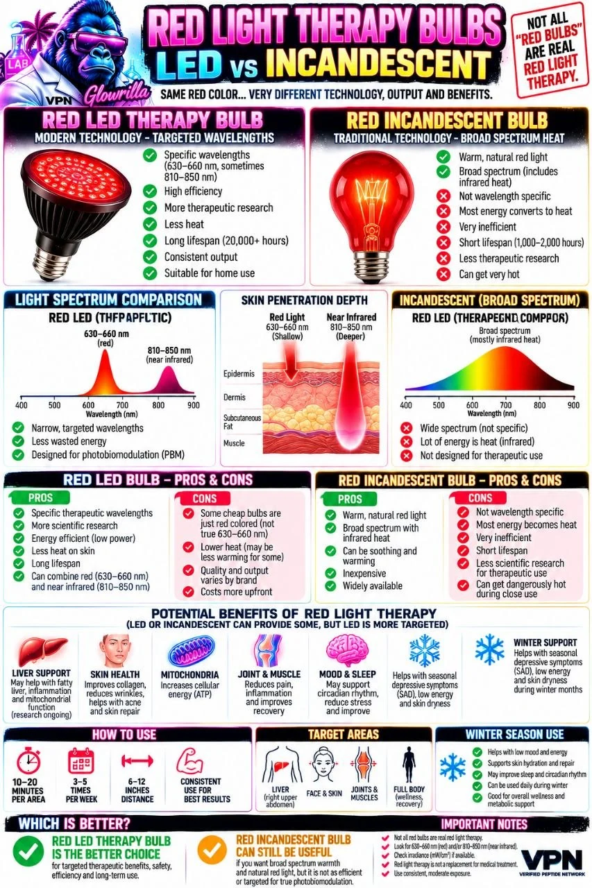 Red Light Bulbs — LED vs Incandescent