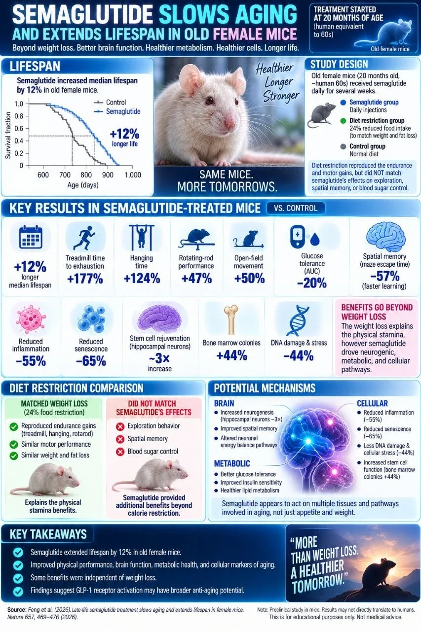 Semaglutide extends lifespan in old female mice