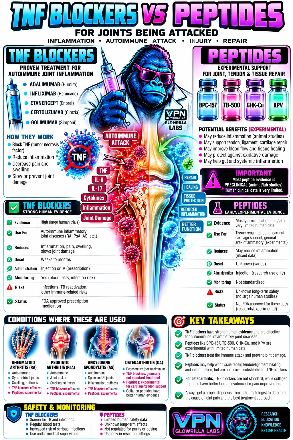 TNF blockers vs peptides infographic