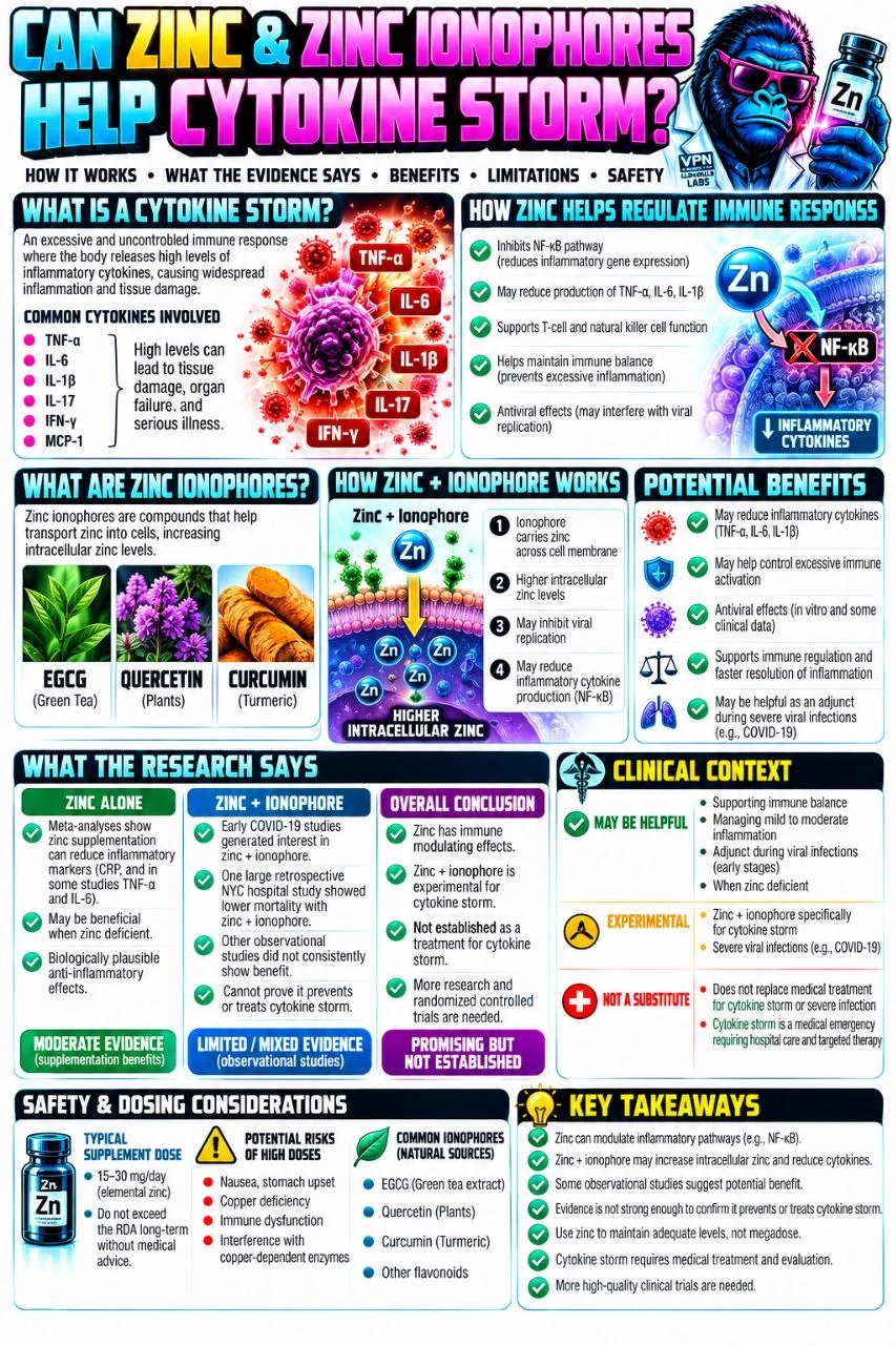 Can zinc and zinc ionophores help cytokine storm infographic